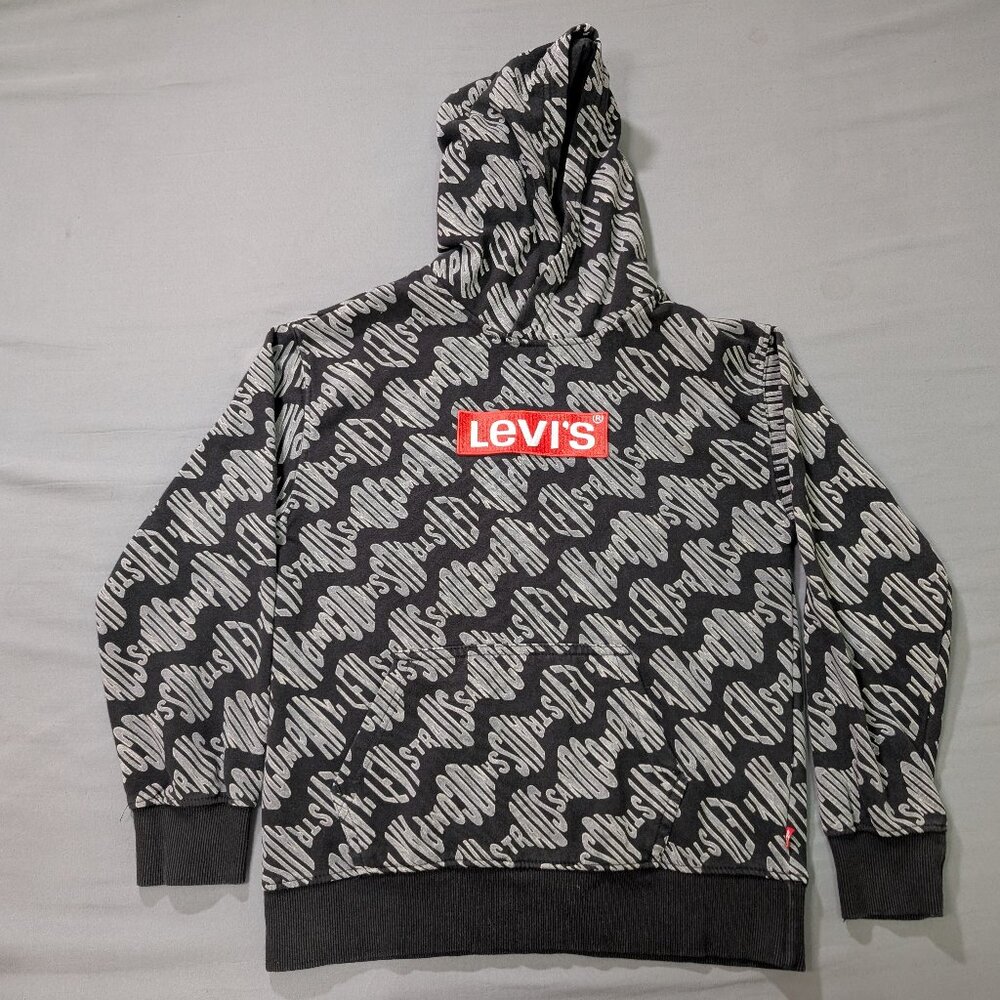 Levis Hoodie Boys Size M Black Comfort Long Sleeve Pocket Hooded Pullover
